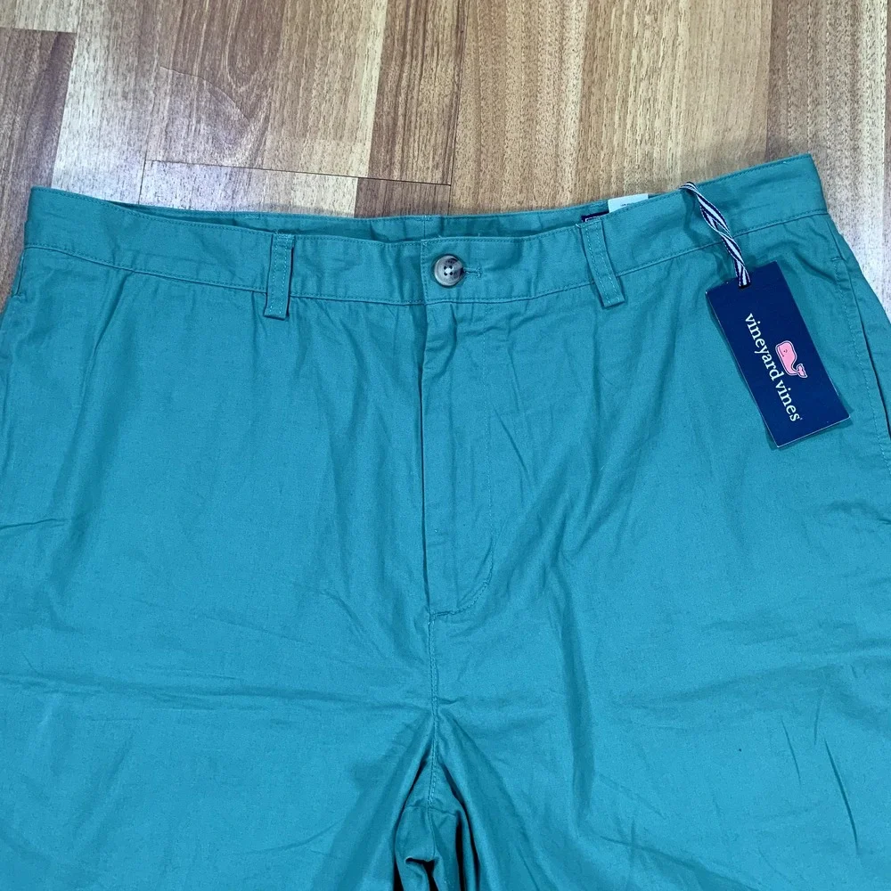 Vineyard Vines Shorts Mens 38 Green Flat Front Chino Classic Golf